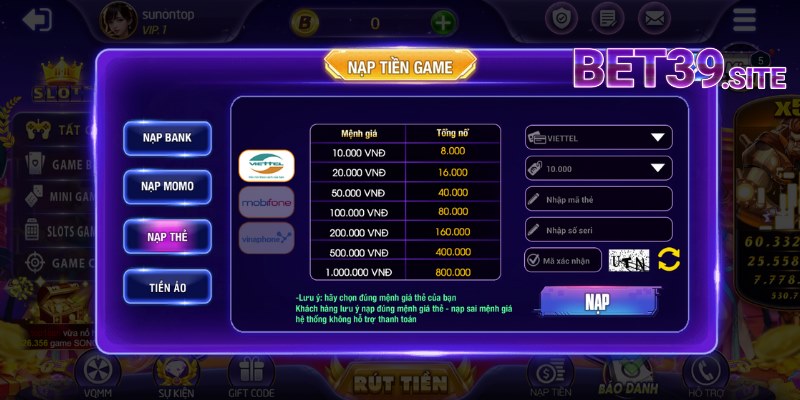 Một vài điểm cần lưu ý khi thực hiện nạp tiền cổng game